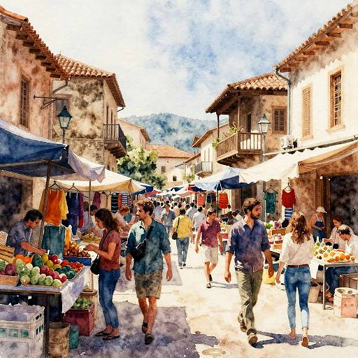 Watercolor Street Market in Old Town