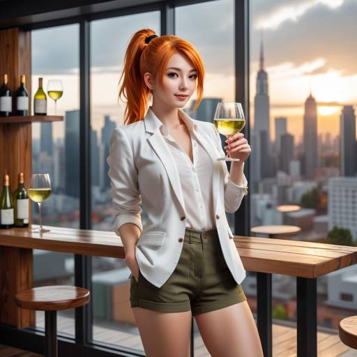 Confident Woman in Modern Bar Scene