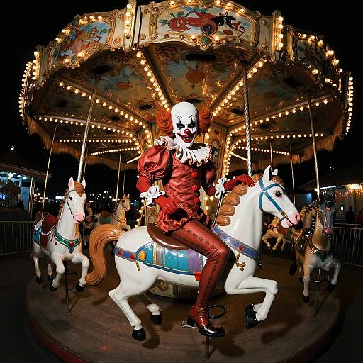 Evil Clown on Haunted Carousel