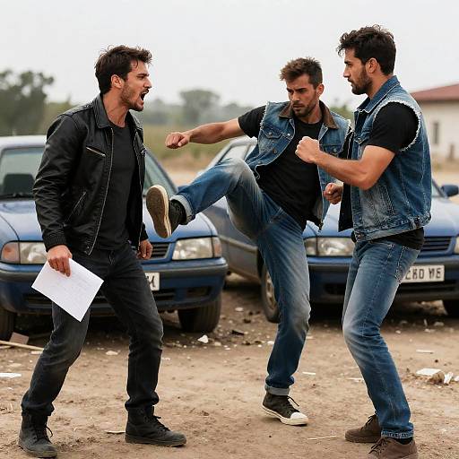 Dramatic Outdoor Brawl Among Friends