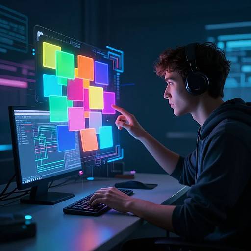 Futuristic Coder in Holographic Interface