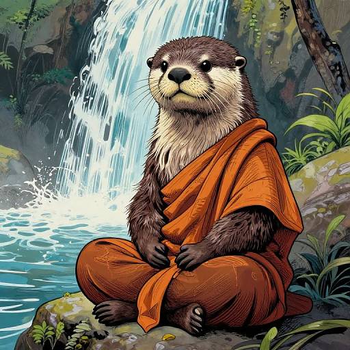 Anthropomorphic Otter Monk Meditation