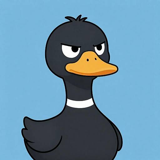 Smug Cartoon Duck on Blue Background