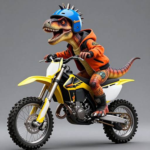 Punk Velociraptor on Dirtbike