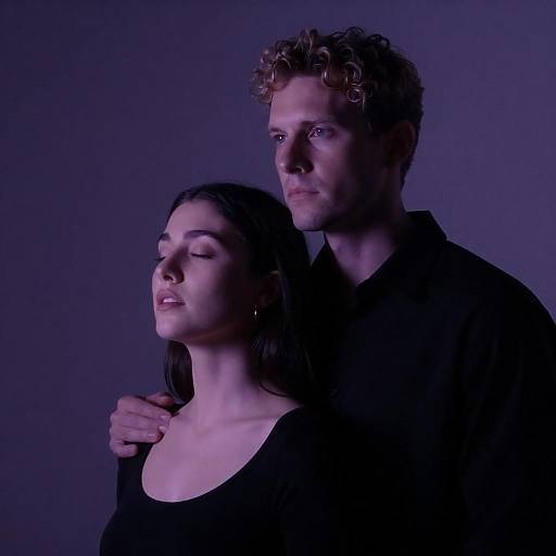 Intimate Shadows: A Purple Lighting Portrait
