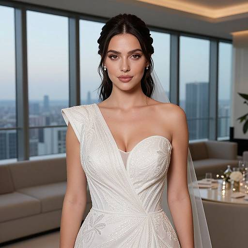 Elegant Bride in Modern Wedding Venue