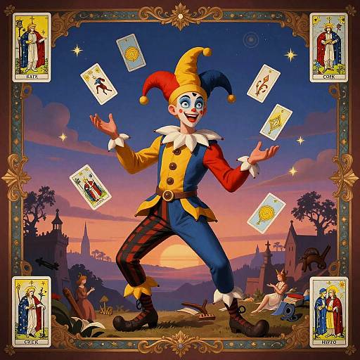 Lively Jester Tarot Illustration