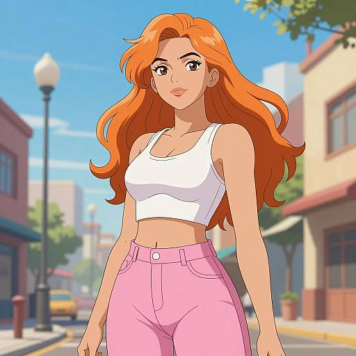 Confident Woman in Vibrant Urban Setting