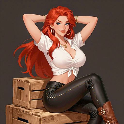 Seductive Red-Haired Woman Illustration