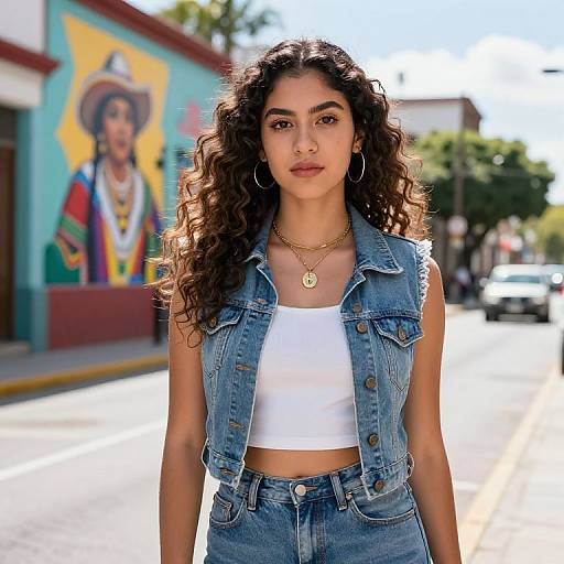 Mexican Girl in Vibrant Urban Setting