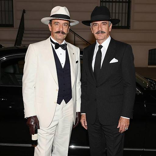 Dapper Duo by the Black Car