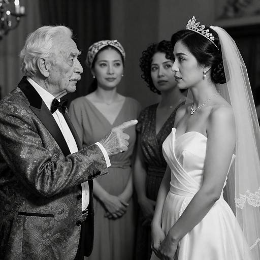 Dramatic Black-and-White Portrait Scene