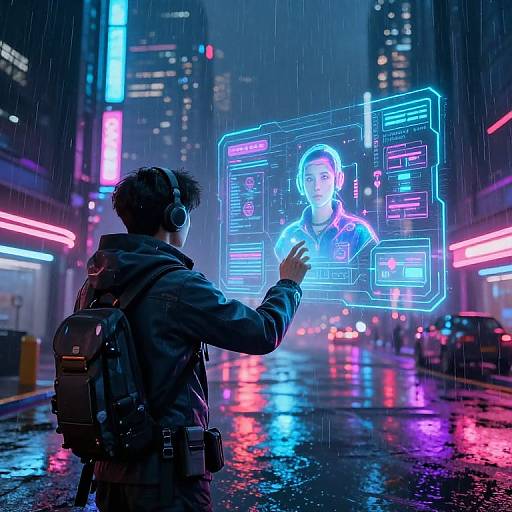 Cyberpunk Gamer in Neon City