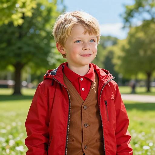 Confident Boy in Sunny Park