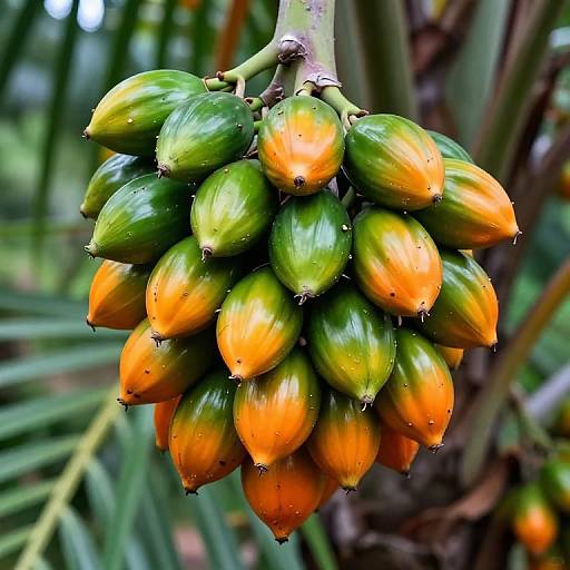 Clustered Palm Oil Fruits Close-Up