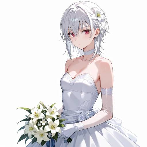 Elegant Albino Bride in White Dress