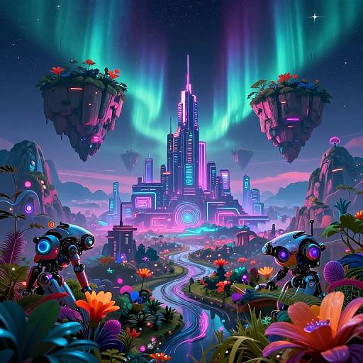 Futuristic Neon Cyberpunk Landscape