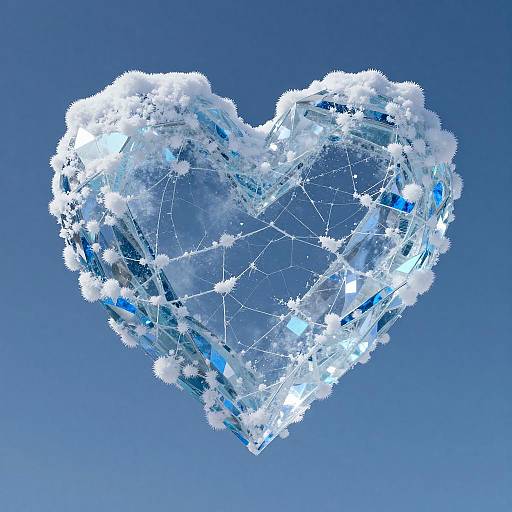 Realistic Snow Heart with Blue Ice Veins