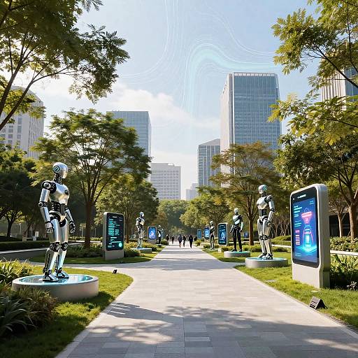 Futuristic Urban Park with AI Elements