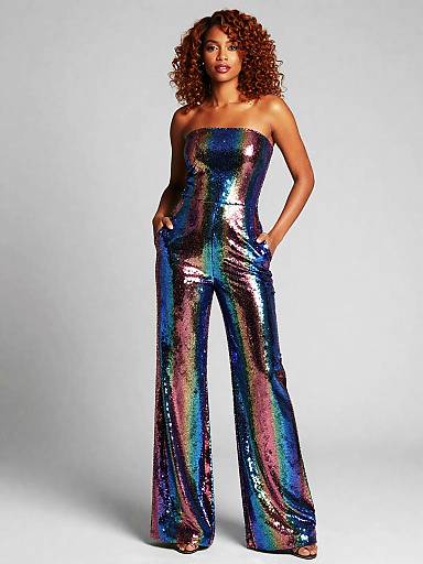 Studio Rainbow Sequin Strapless Jumpsuit