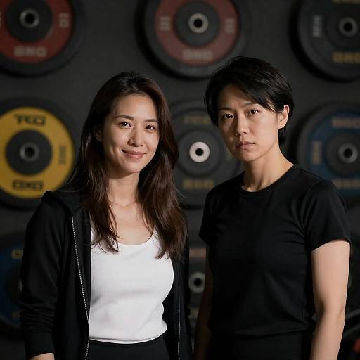 Dimly Lit Gym Portrait: Two Women