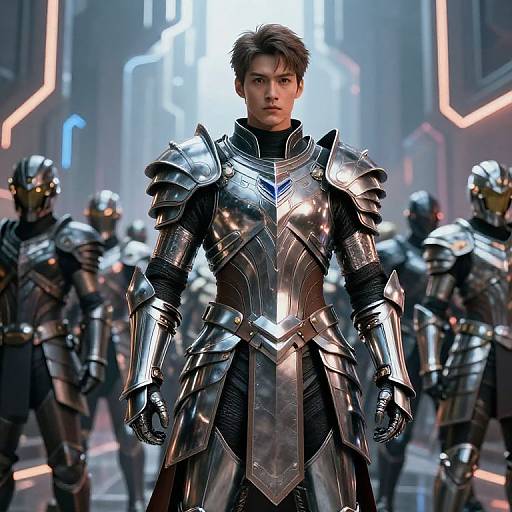 Futuristic Hero Leading Armored Legion