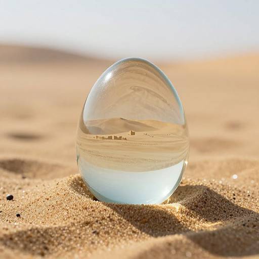 Translucent Glass Egg in Desert