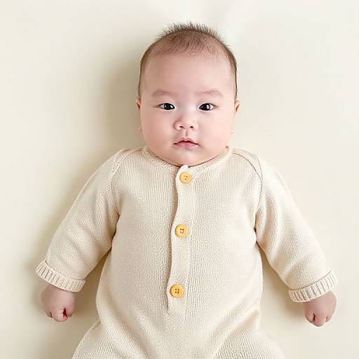 Baby in Beige Knitted Outfit