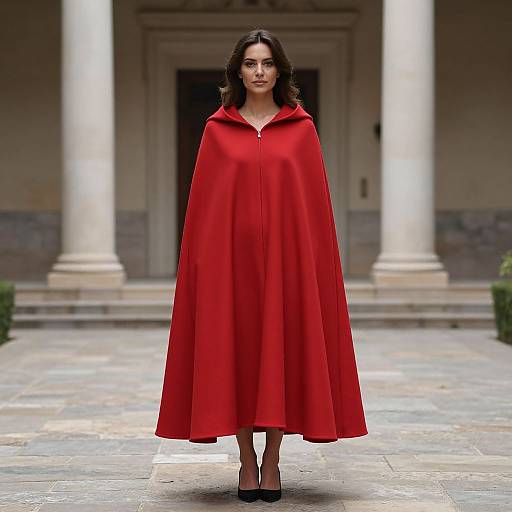 Woman in Red Cloak Dress