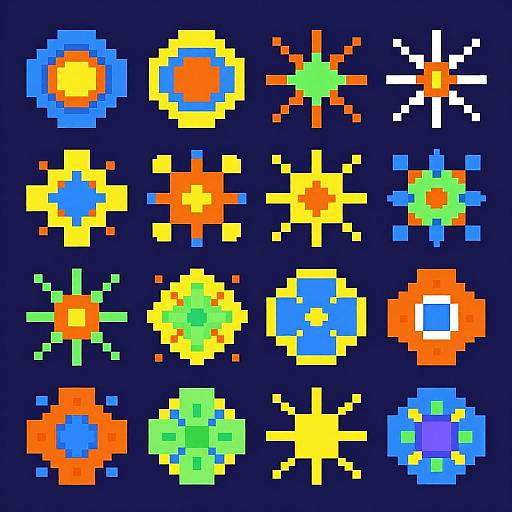 Vibrant Retro Pixel Art Rows