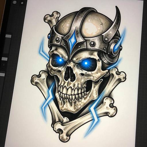 Fierce Armored Skull Tattoo Design