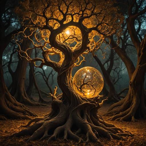 Ethereal Gnarled Tree Root with Glass Orb Ethereal Gnarled Tree Root with Glass Orb