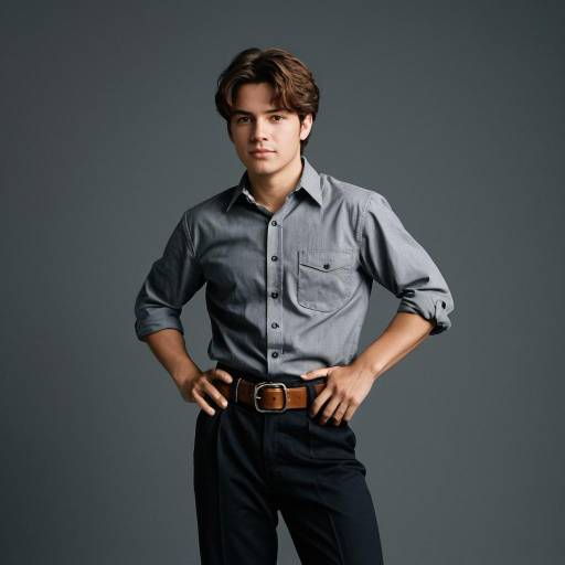 Young Man in Casual Grey Shirt