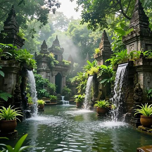 Tranquil Lost City Waterway Scene