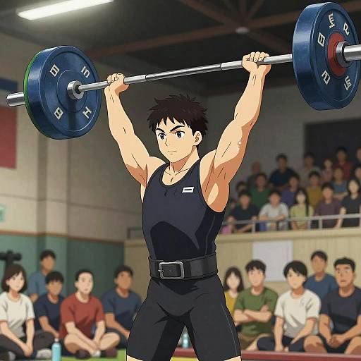Dynamic Anime Weightlifter in Competition