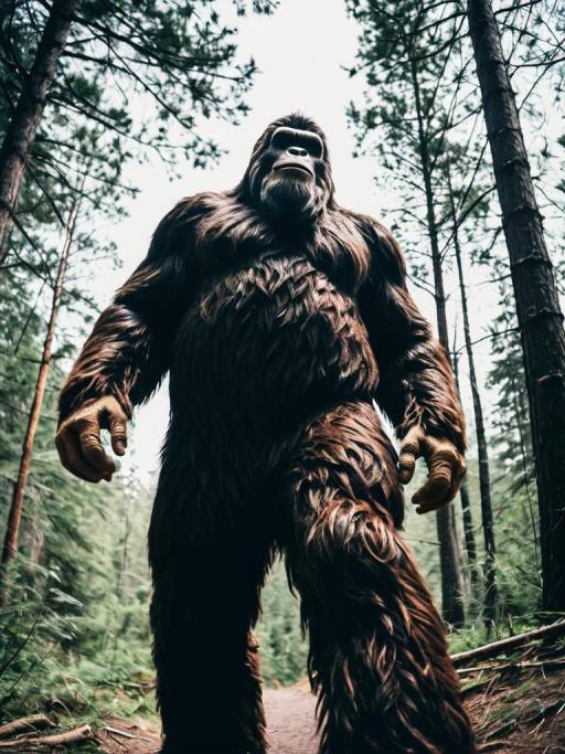 Man in Bigfoot Costume in Forest