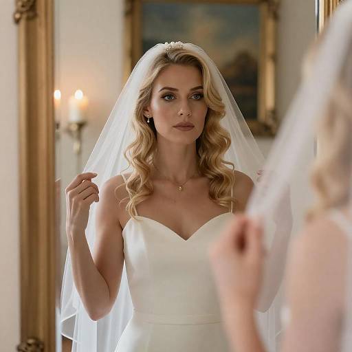 Graceful Bride Reflecting in a Mirror