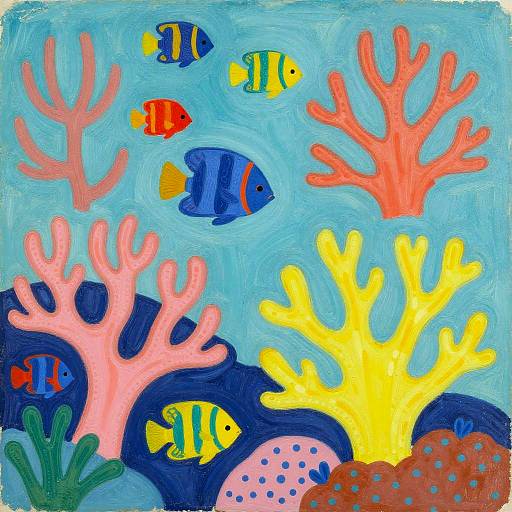 Colorful Coral Reef in Matisse Style