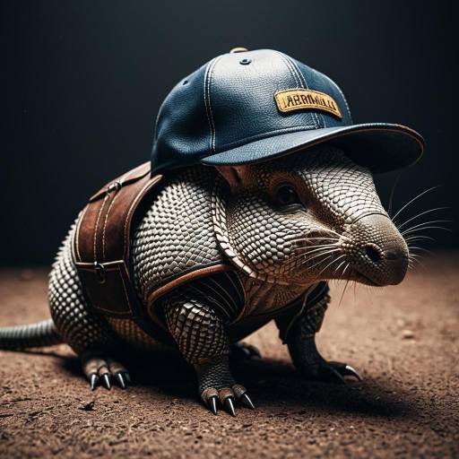 Armadillo in Leather Baseball Cap