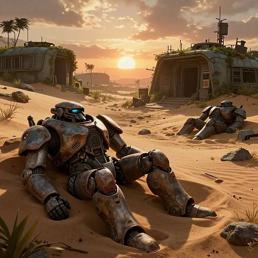 Post-Apocalyptic Mech Wasteland Scene