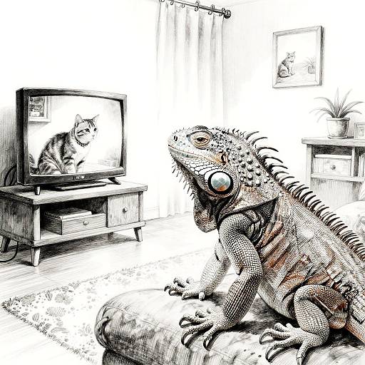 Contented Iguana Watching TV