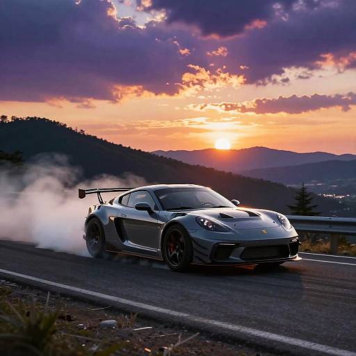 Saleen Drifting at Mountain Sunset