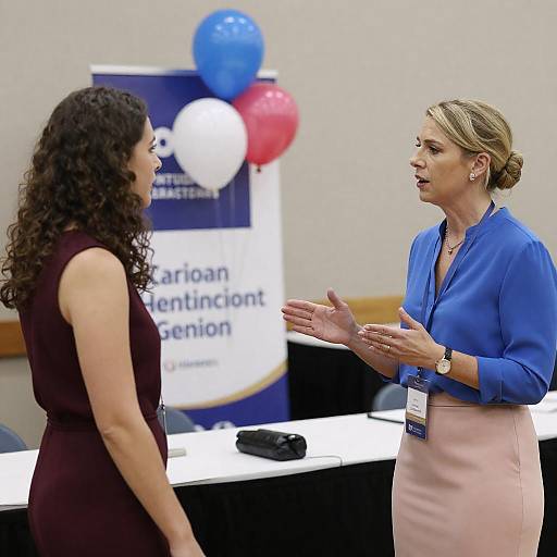 Convention Hall Interaction Between Two Women