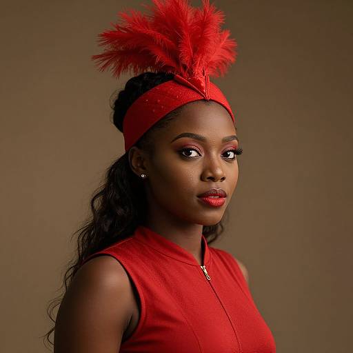 Wakanda Woman in Red Headdress