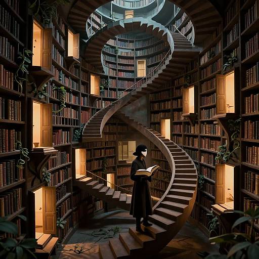 Endless Surreal Library Spiral