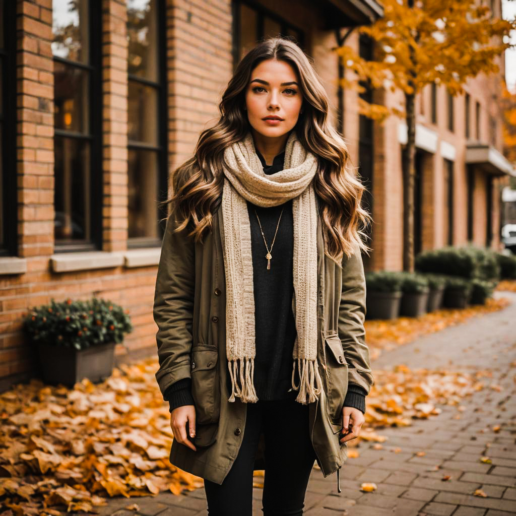 Cozy Autumn Style Portrait of Woman