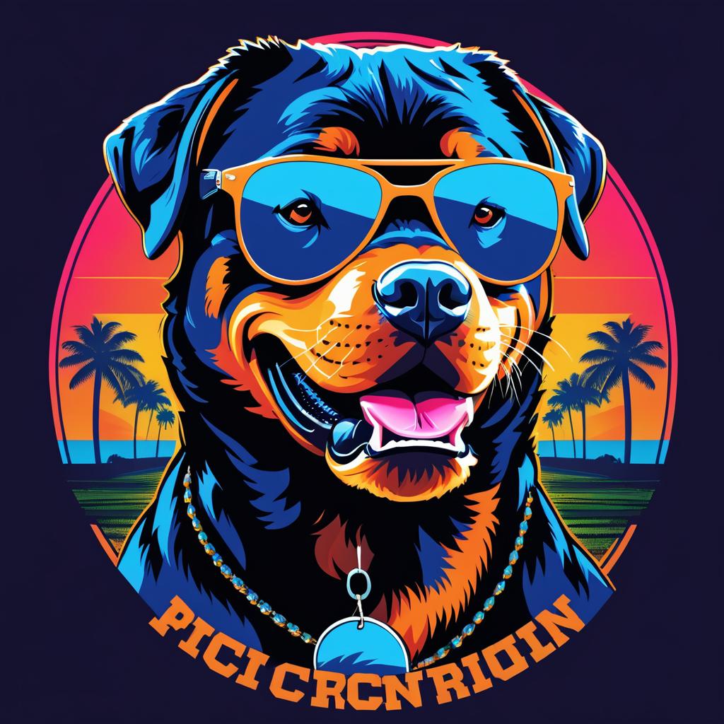 Retro Rottweiler T-Shirt Graphic Design