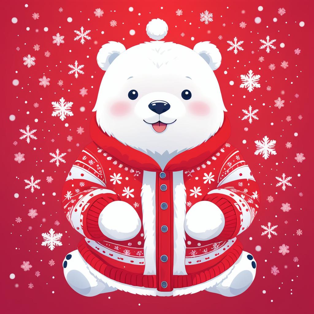 Kawaii Polar Bear in Christmas Sweater