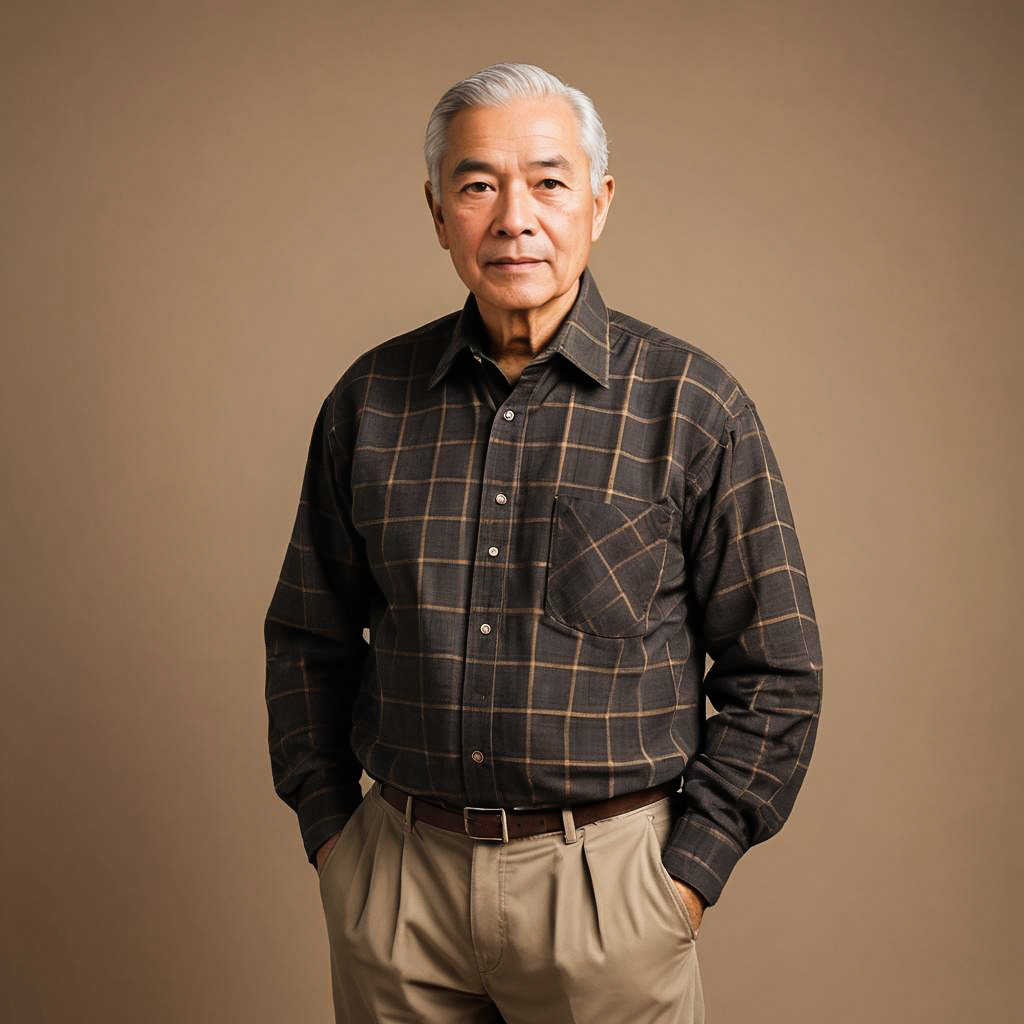 Elderly Man in Autumn Attire Photography