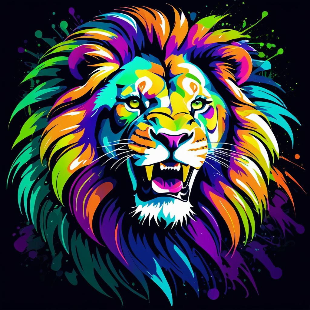 Vibrant Graffiti Lion T-Shirt Design